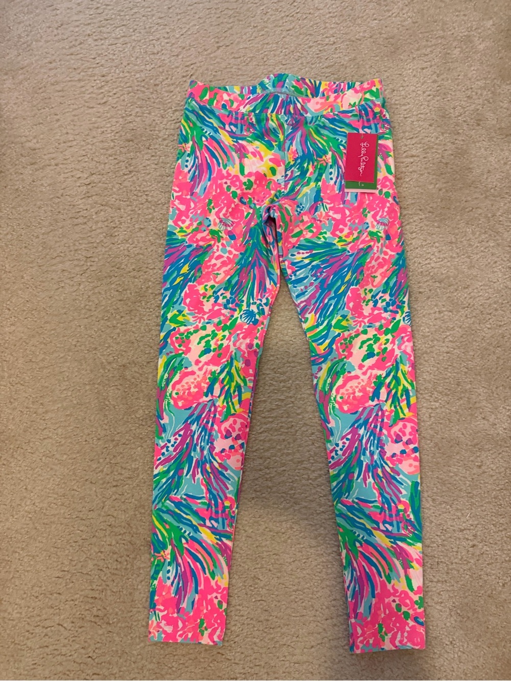 Lilly Pulitzer Neon Pink Multicolor Floral-Print Girls' Leggings